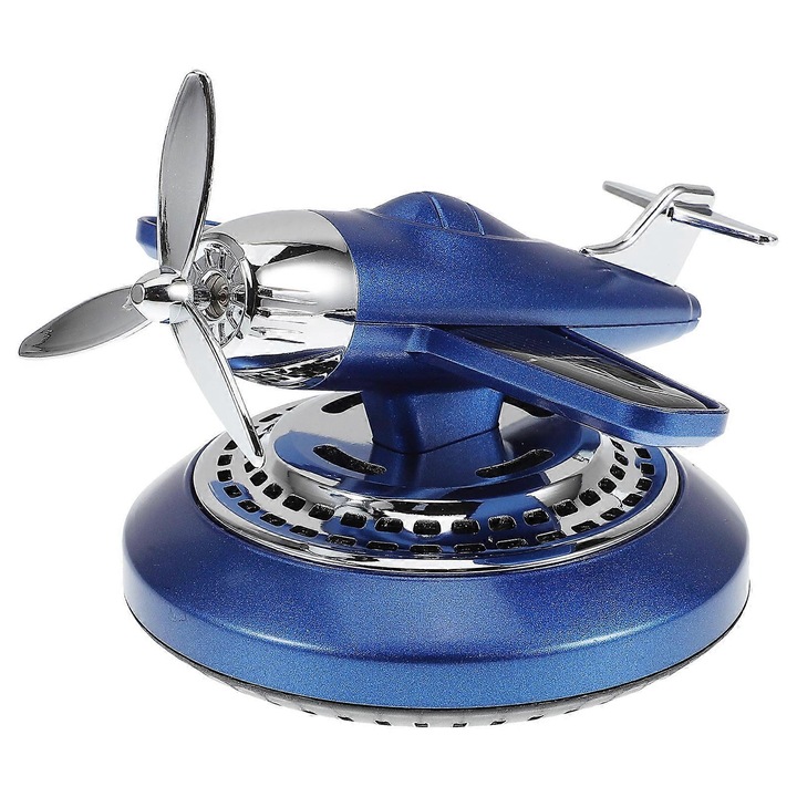 Difuzor aromaterapie auto solar FG123K0225-260806-1065, ornament avion, plastic, albastru, 11 x 10 x 8 cm