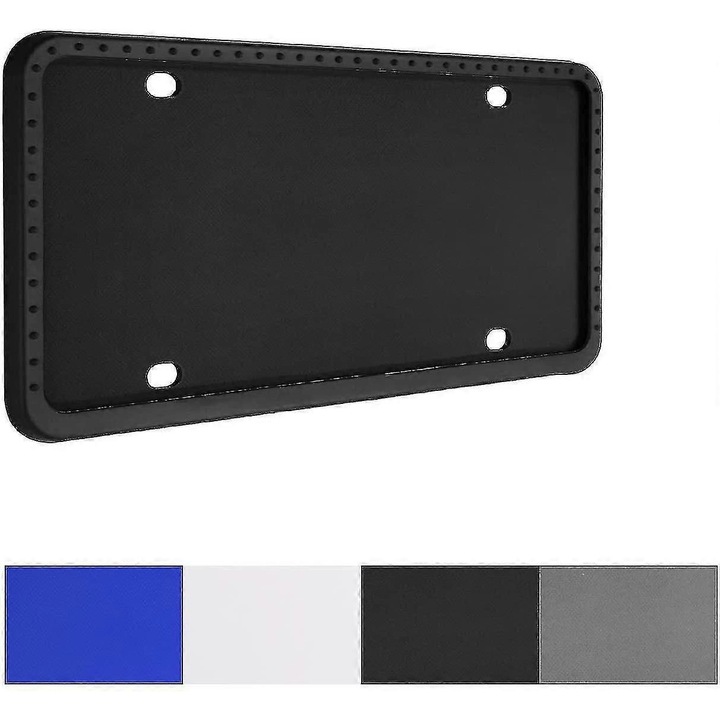 Rama universala din silicon pentru placuta inmatriculare, rezistenta la coroziune si socuri, negru, 31 x 16 cm