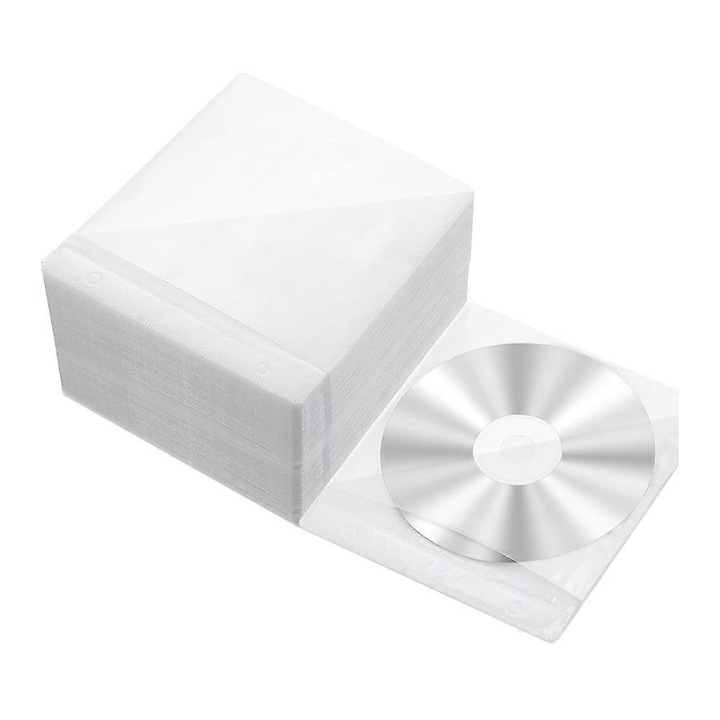 CD/DVD tokok FG123K0225-260806-072, kétoldalas műanyag, fehér, 200 db, 14.5 x 13 cm