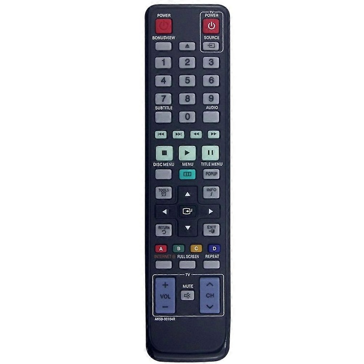 Telecomanda de inlocuire AK59-00104R compatibila cu Samsung BD-C5300/BD-D5490/BD-C5500C/BD-D5700/BD-C6500/BD-C5900/BD-C6900, negru