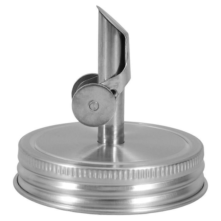 Automata kiöntőfedél Mason befőttesüveghez FG123K0225-260806-1180, 304-es rozsdamentes acél, 70 mm-es nyakhoz kompatibilis, ezüst, mérete 7,4 x 7,4 x 6,5 cm