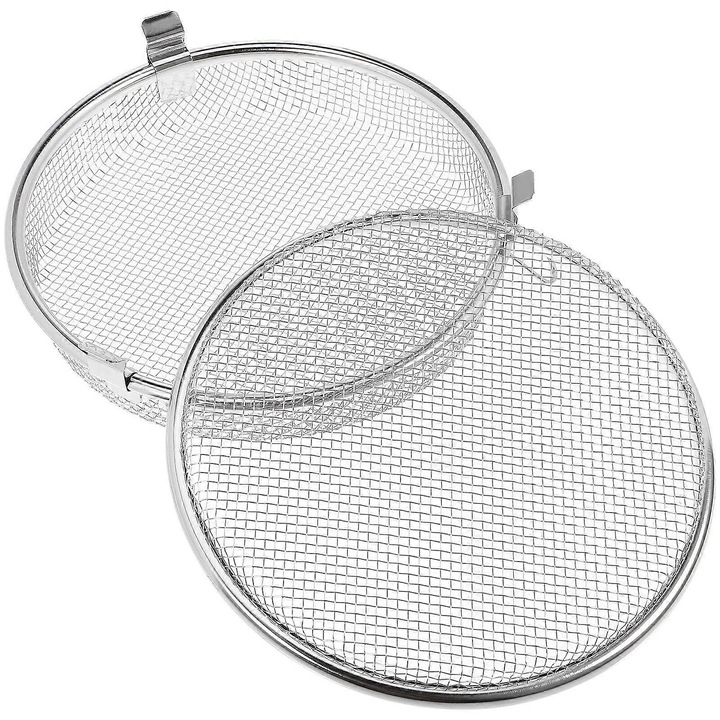 Cos pentru tacamuri pentru masina de spalat vase FG123K0225-260806-1299, otel inoxidabil, plasa mesh rotunda, argintiu, 18 x 18 x 5 cm