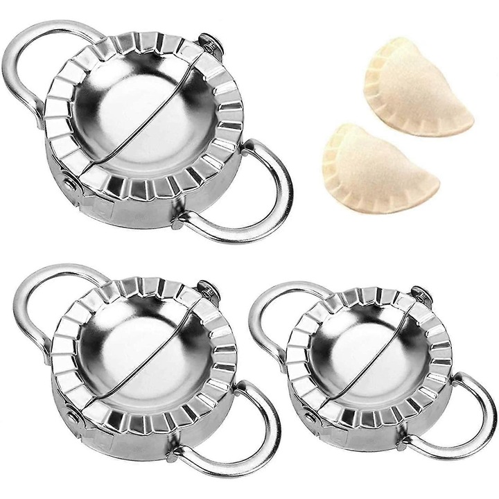 Forma pentru ravioli din otel inoxidabil 304, set 3 buc, modele pliabile pentru ravioli/coltuse, argintiu
