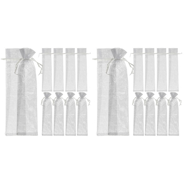 Saculeti din organza ZYBLSSBB pentru cadouri, argintiu, set 20 buc, 26,5 x 6 cm