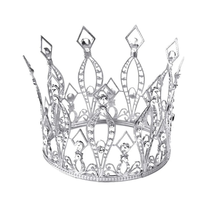ZYBLSSBB, diadema in aliaj cu strasuri pentru decor tort (cake topper), argintiu, 6,3 x 6,3 x 6 cm