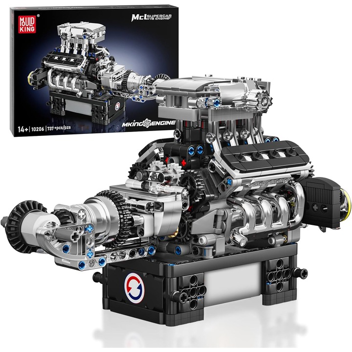 Set Motor V8 Tehnic Blocuri de Constructie, 737 Piese
