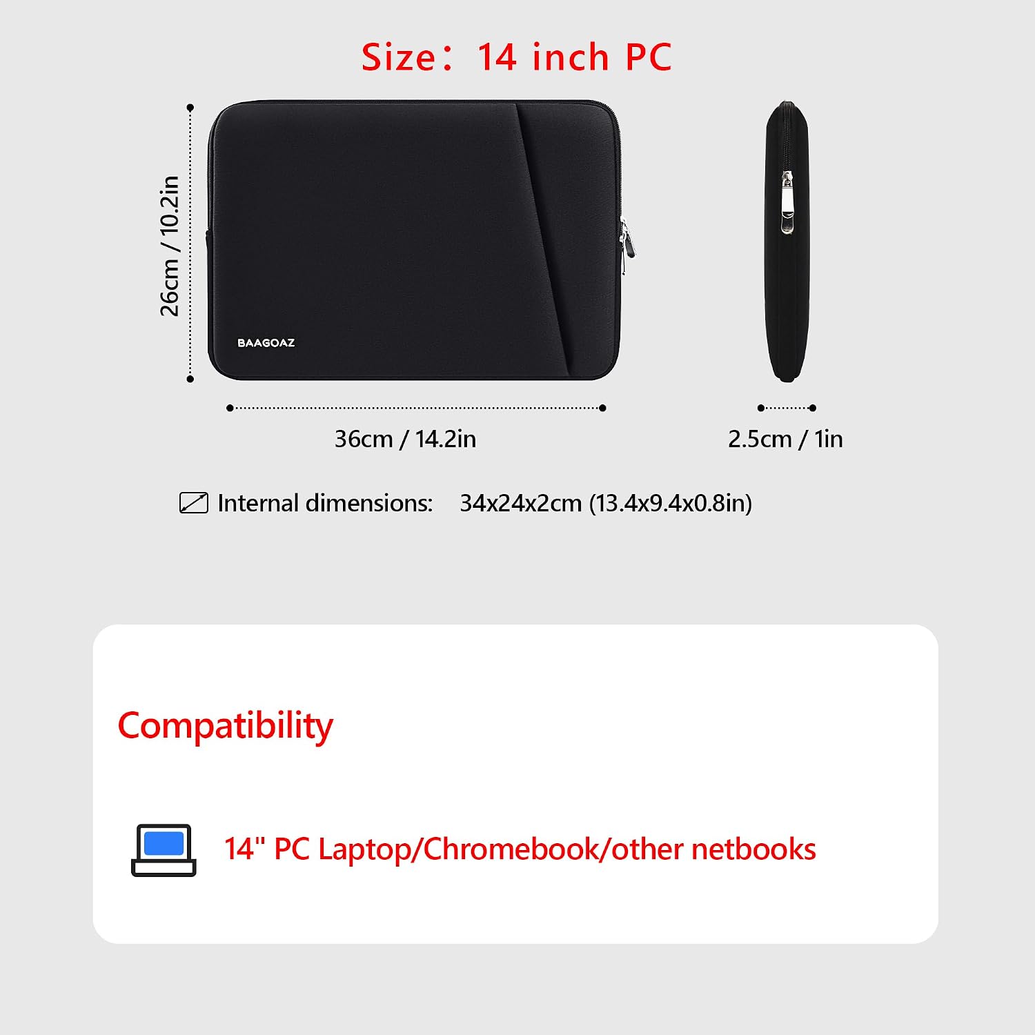 Husa Laptop 14 Inch, Negru, Protectie Premium