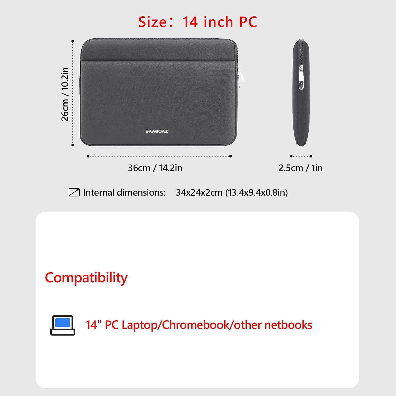 Husa Laptop 14 Inch, Protectie Premium, Gri