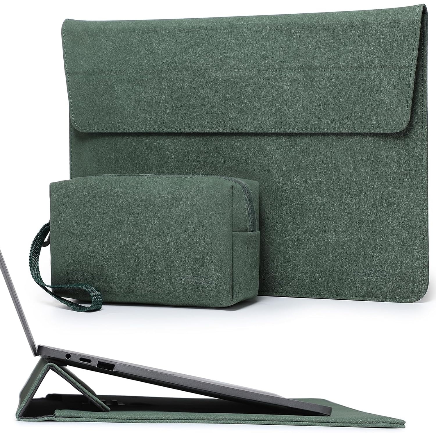 Husa Laptop 13" HYZUO cu Stand Regabil, Verde Nocturn