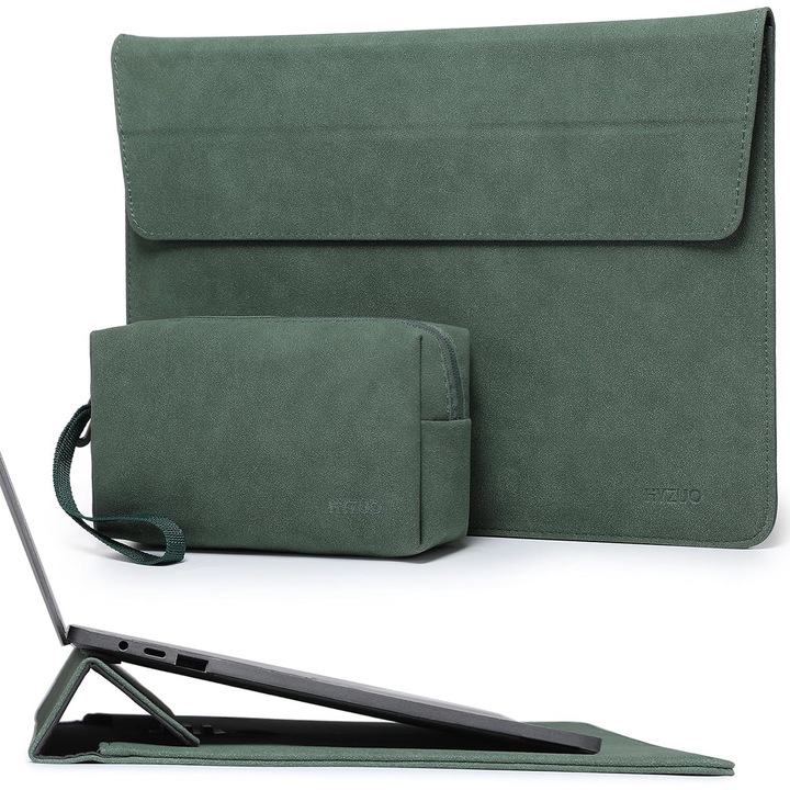 Husa Laptop 13" HYZUO cu Stand Regabil, Verde Nocturn
