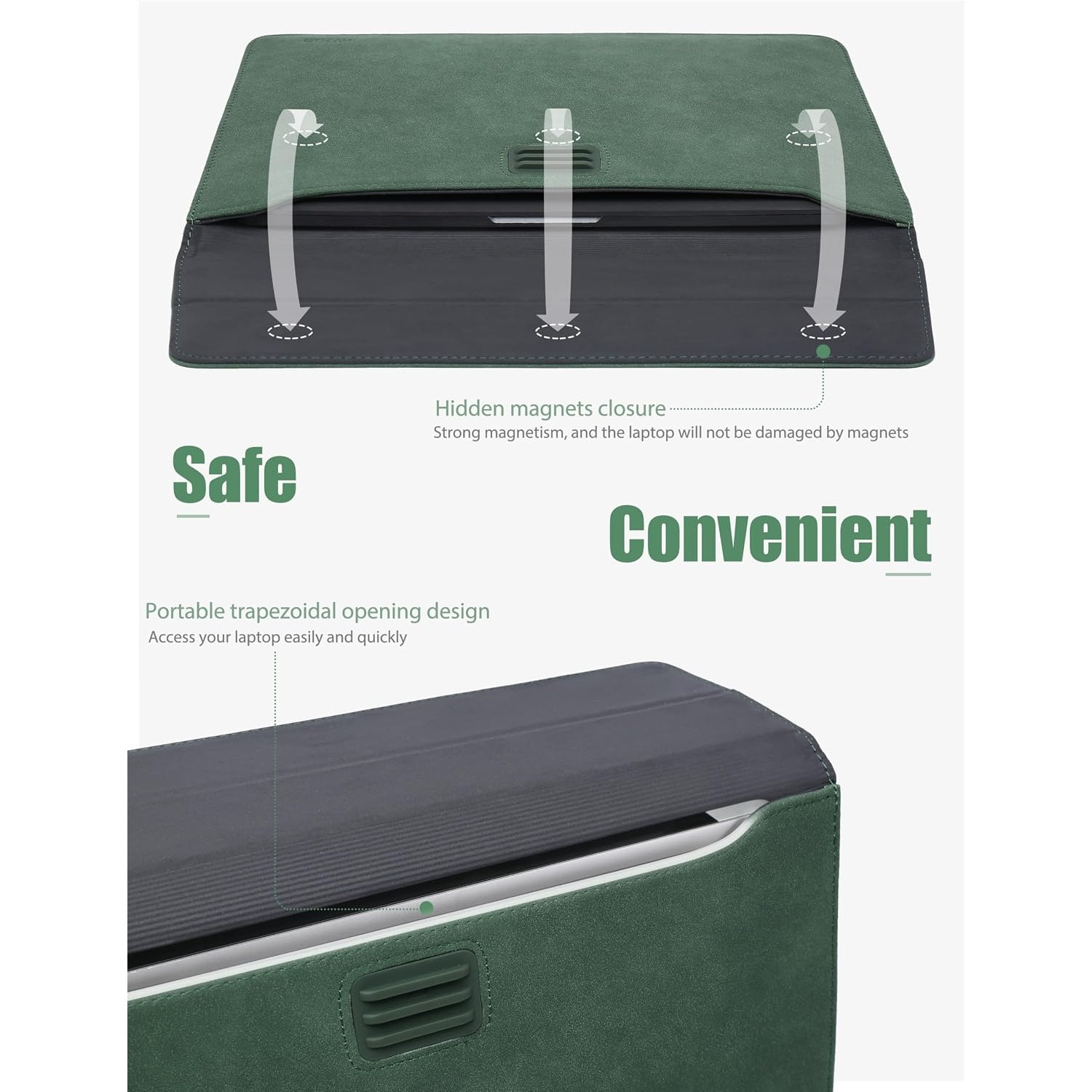 Husa Laptop 13" HYZUO cu Stand Regabil, Verde Nocturn