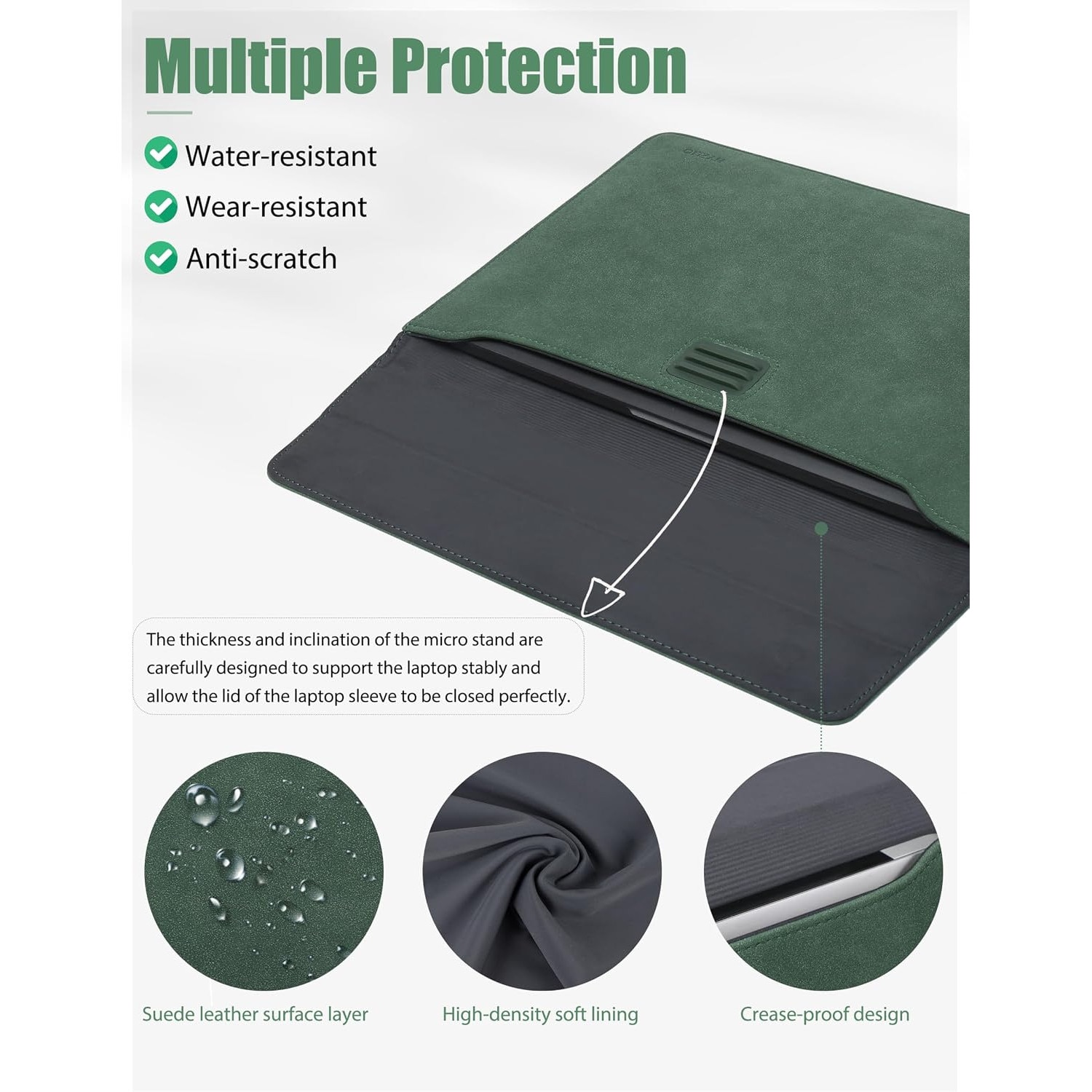 Husa Laptop 13" HYZUO cu Stand Regabil, Verde Nocturn