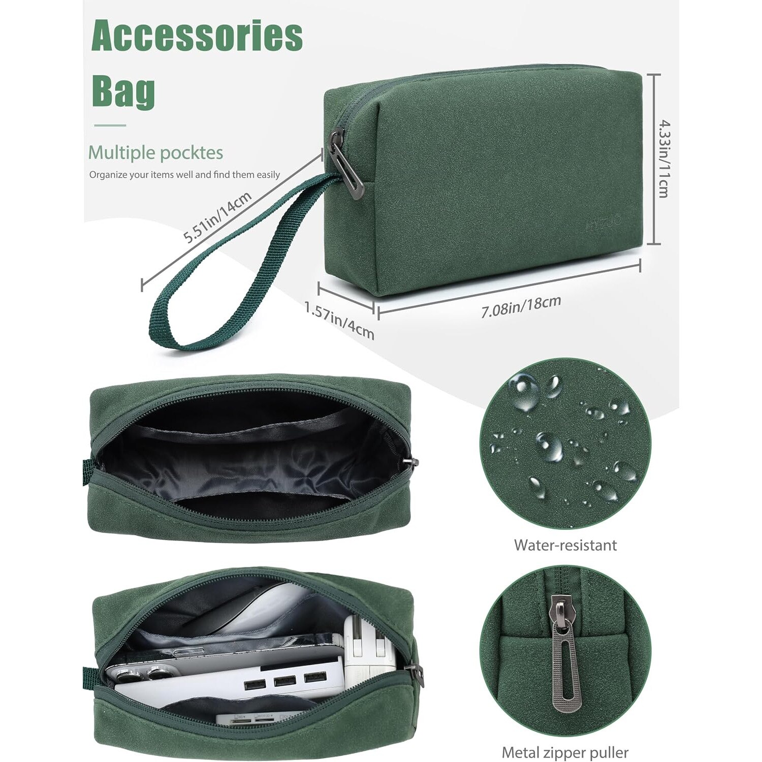 Husa Laptop 13" HYZUO cu Stand Regabil, Verde Nocturn