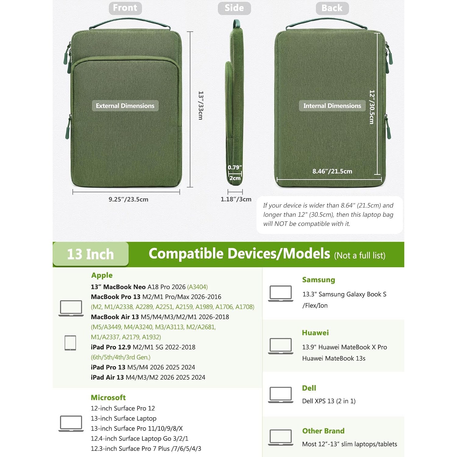 Husa Laptop 13 Inch Verde Iarba - Protectie Avansata si Design Minimalist