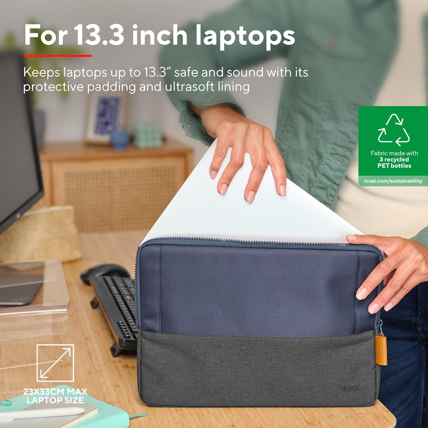 Husa Laptop Trust Lisboa 13.3" - Reciclata, Eleganta, Protectie