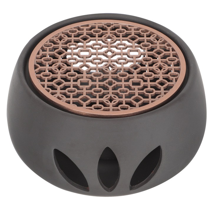 Incalzitor pentru ceainic ceramic ZYBLSSBB LSM2xh9772-BCS0082833, design perforat, maro/cupru, 12 x 12 x 6 cm