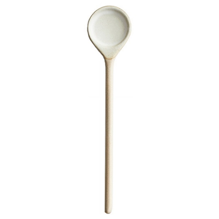 Lingura pentru cafea ZYBLSSBB LSM2xh16508-BCS0170001, ceramica, maner lung retro, alb, 14.2 x 3 x 1 cm