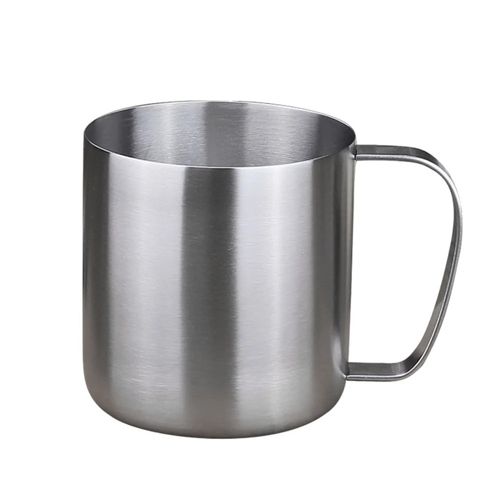 Cana de baut ZYBLSSBB LSM2xh11337-BCS0106288, otel inoxidabil 304, cu perete simplu si finisaj periat, argintiu, 480 ml (8.5x8.5x9 cm)
