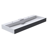 Lavoar dublu EGO19, 120x46 cm, compozit marmura, montaj pe blat sau suspendat, 2 gauri pentru baterie