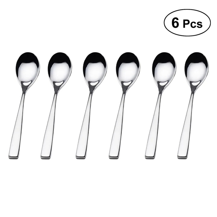 YANYXR BCS2915729 304 rozsdamentes acél kiskanál, 6 db-os készlet, polírozott, 15,4 x 2,8 cm, ezüst