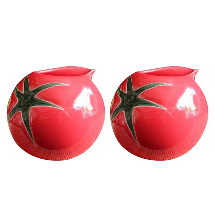 Set de 2 cani ceramice ZYBLSSBB in forma de rosie, rosu, 8 x 8 x 6,5 cm