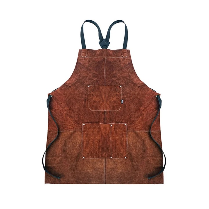 ZYBLSSBB, sort din piele de vaca cu buzunare si bretele reglabile, rezistent la ulei, LSM2xh13322-BCS0133809, maro, 80 x 66,5 cm