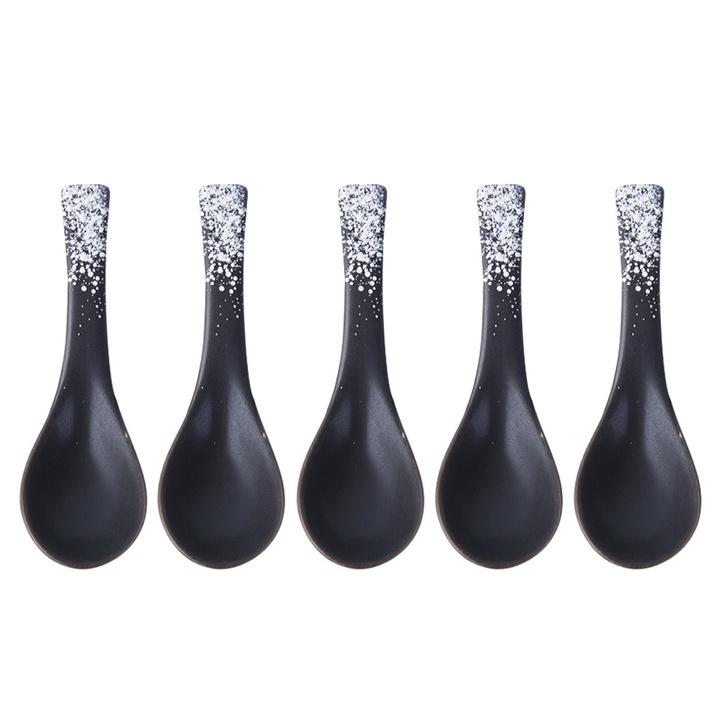 Linguri pentru supa ZYBLSSBB LSM2xh11597-BCS0110208 ceramice, negru/alb, set 5 buc, 13,5 x 4 x 2 cm