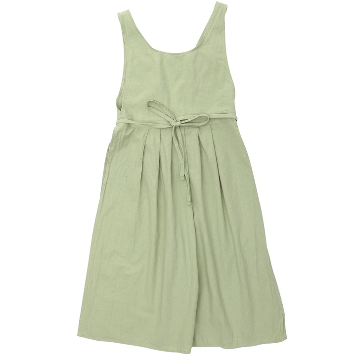 ZYBLSSBB, sort de bucatarie din bumbac si in cu cordon in talie si buzunare, verde deschis, 140 x 42 cm