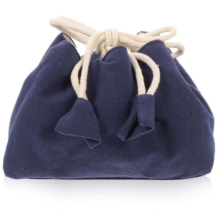 Sac de transport pentru set ceai ZYBLSSBB LSM2xh15244-BCS0159126-1 din bumbac, cu snur, bleumarin, 19 x 14 x 11 cm