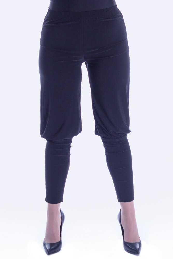 Pantalon jerse negru cu manseta Liza Panait R-316E