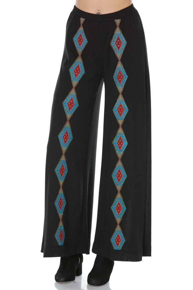 Pantalon negru din jerse brodat Liza Panait M-38E