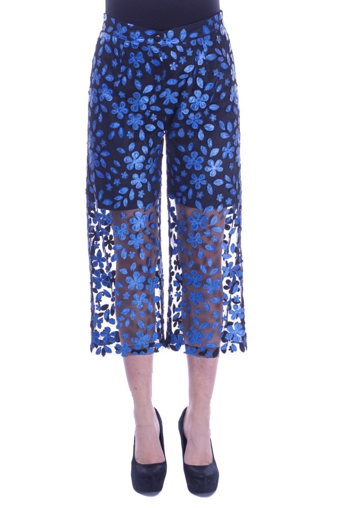 Pantaloni tul cu piele, pictati manual Liza Panait C-2903E