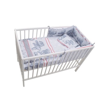 Lenjerie patut cu 5 piese Micul Ursulet Gri 059 Lenjerie patut cu 5 piese Micul Ursulet Gri 059