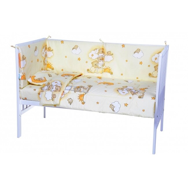 Lenjerie patut cu 5 piese Sleepy Teddy Bear Yellow 005