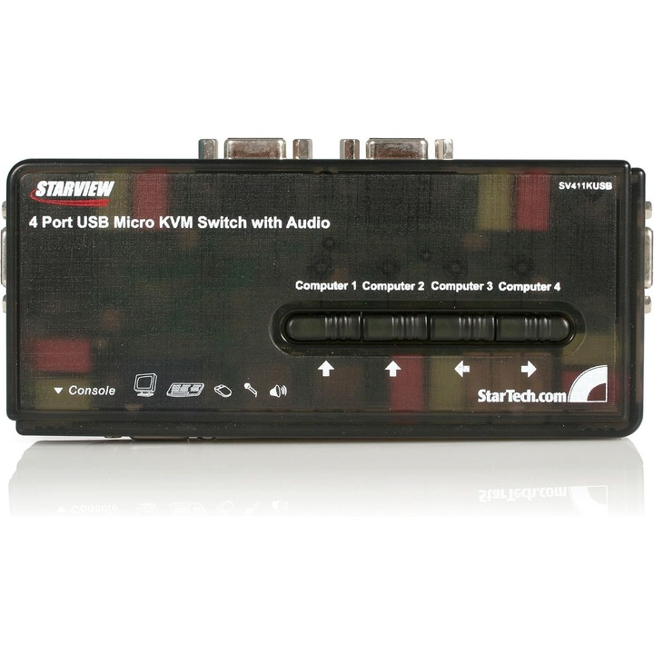 StarTech 4 portos USB KVM kapcsoló kábelekkel és audióval