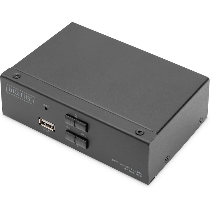 DIGITUS DisplayPort KVM kapcsoló 4K@60Hz, 2 portos, 1 monitor
