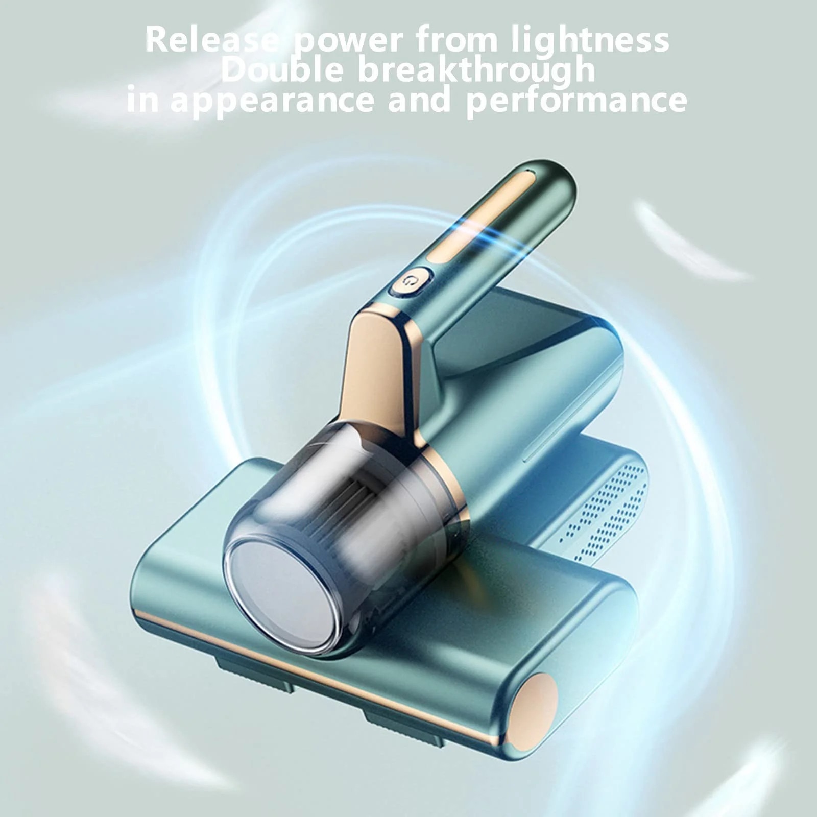 Aspirator pentru saltea ZYBLSSBB LSM2xh9411-BCS0013096-2, portabil 8.000 Pa, baterie 4800 mAh, 30+ min autonomie, pulsator cu lumina violet (UV), filtru si recipient lavabile, USB, verde