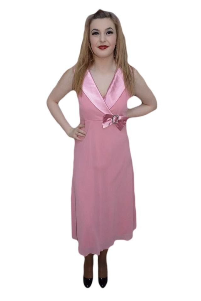 Rochie de gala moderna, decolteu in V , D&J Exclusive, Roz
