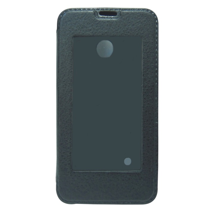 Husa tip carte cu stand neagra cu decupaj frontal pentru Nokia Lumia 530