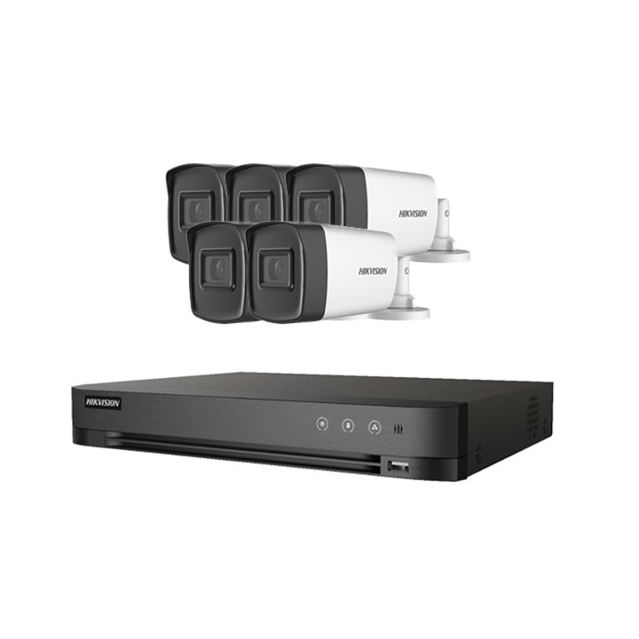 Kit Sistem Supraveghere HIKVISION 5 MEGAPIXELI, DVR + 4 Camere + Sursa + Accesorii