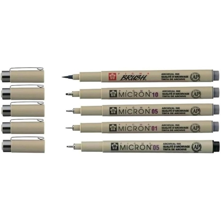 Set Pixuri Sakura Pigma Micron Cool Grey 01, 05, 10 + Negru 05
