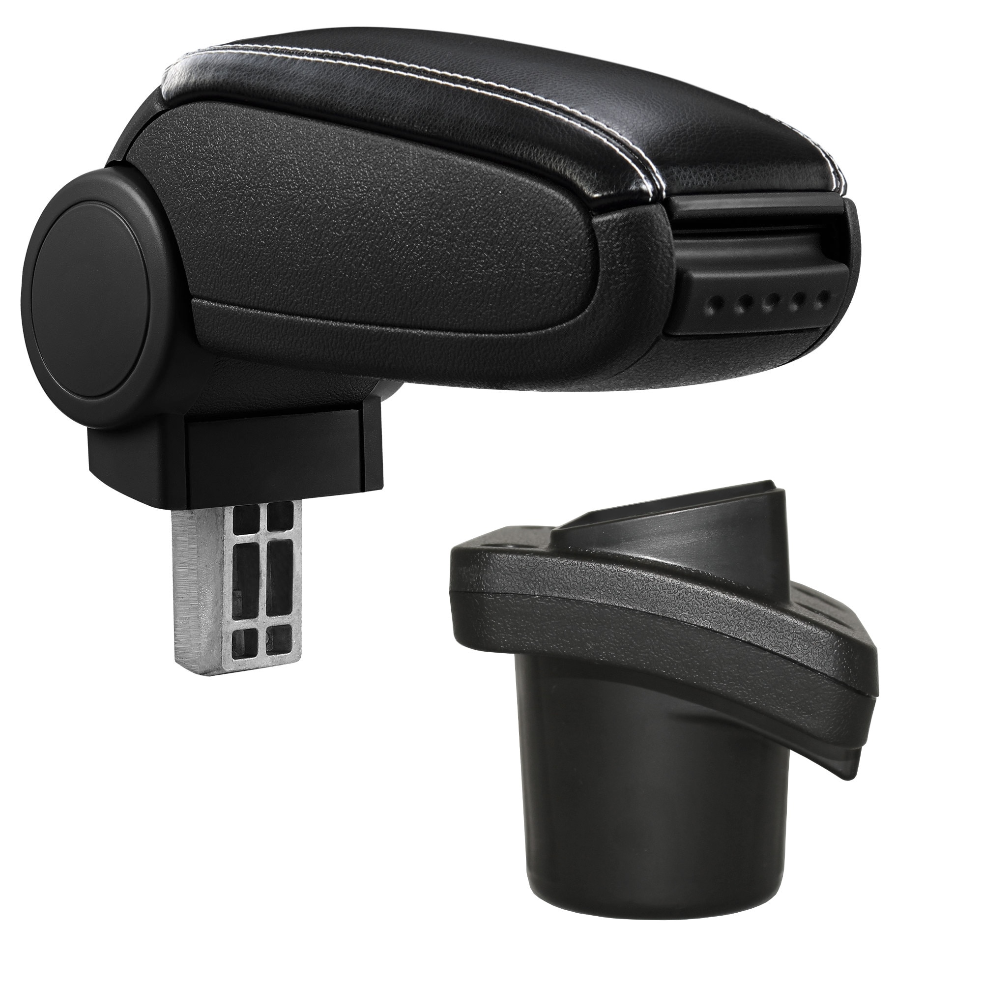 Cotiera auto, pro.tec, pentru Citroen C2, imitatie piele, negru cu cusatura alba - cu compartiment pentru depozitare
