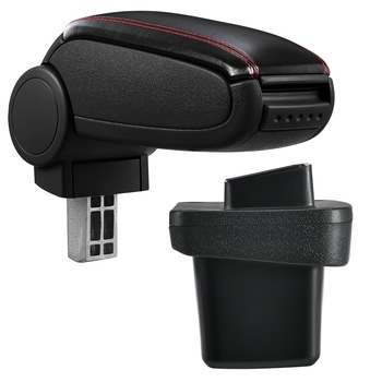 Cotiera auto, pro.tec, pentru Volkswagen Golf 7, imitatie piele, negru cu cusatura rosie - cu compartiment pentru depozitare Cotiera auto, pro.tec, pentru Volkswagen Golf 7, imitatie piele, negru cu cusatura rosie - cu compartiment pentru depozitare