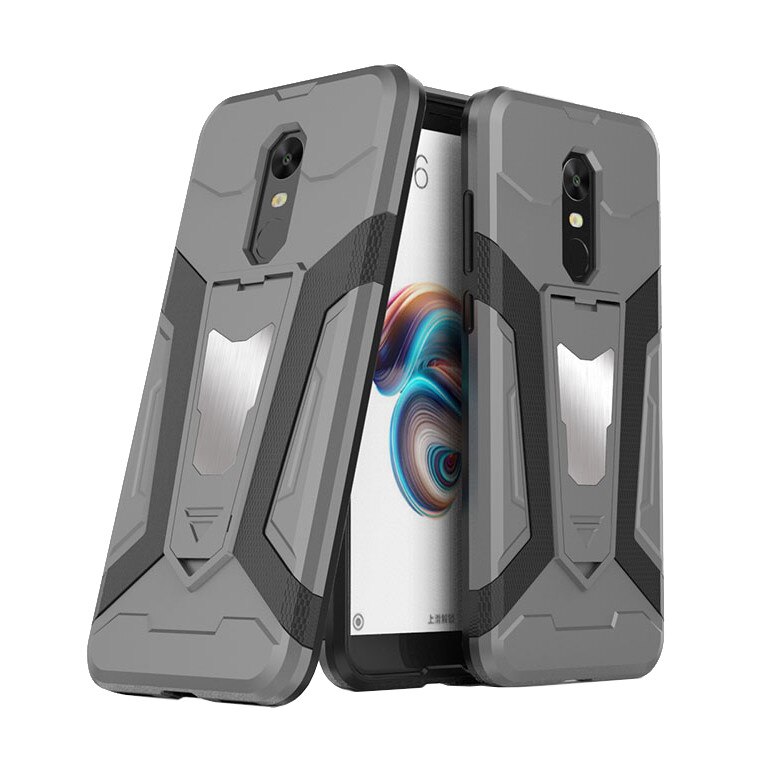 Husa antisoc cu stand metalic pentru suport magnetic pentru Xiaomi Redmi 5, gri