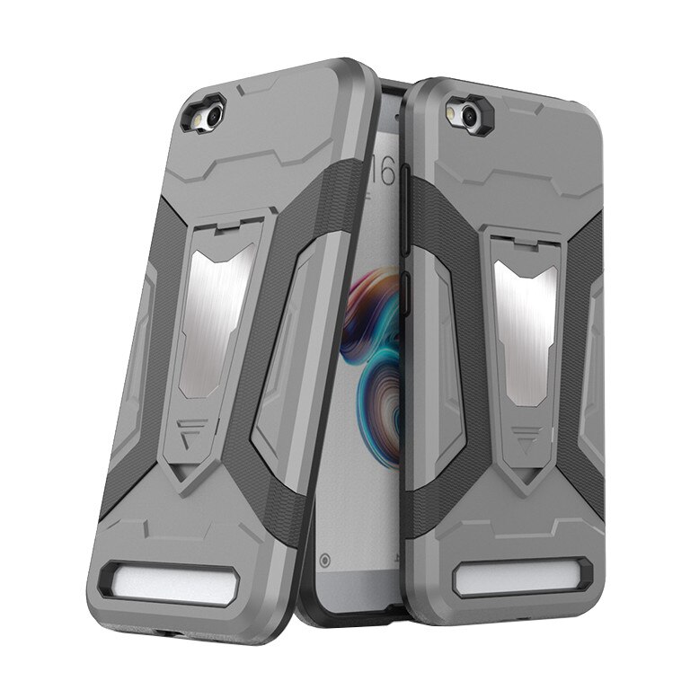 Husa antisoc cu stand metalic pentru suport magnetic pentru Xiaomi Redmi 5A, gri