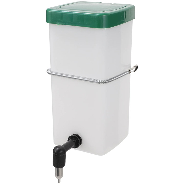 Dispenser de apa pentru iepuri ZYBLSSBB LSM2xh1273-BCS0030810, PVC, cu sistem anti-scurgere si montare pe cusca, alb/verde, 1 L