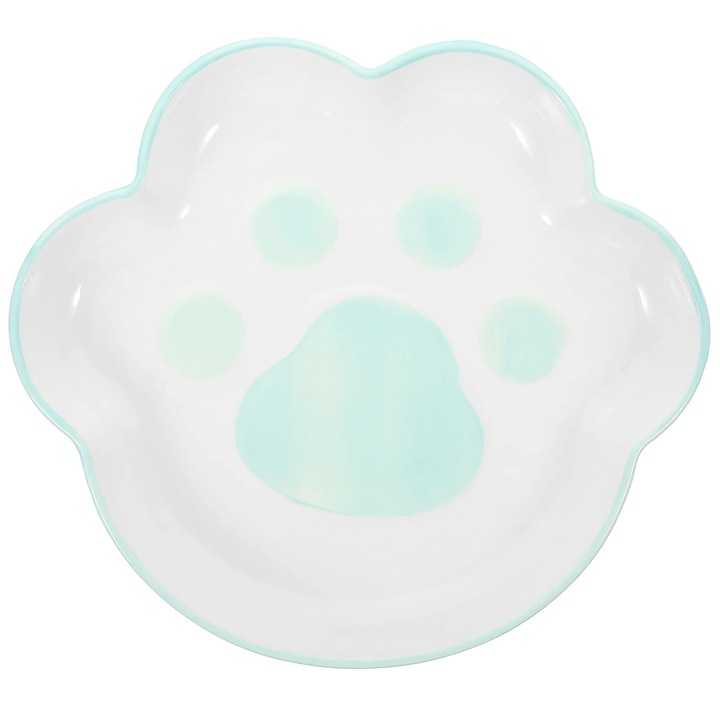 Bol pentru pisici ZYBLSSBB LSM2xh1221-BCS0118205, ceramica, forma laba, anti-alunecare, albastru deschis, 21.8 x 19 x 3 cm