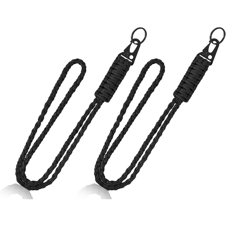 Set 2 Lantisoare Paracord pentru Chei, Bratara, Carduri ID - Negru