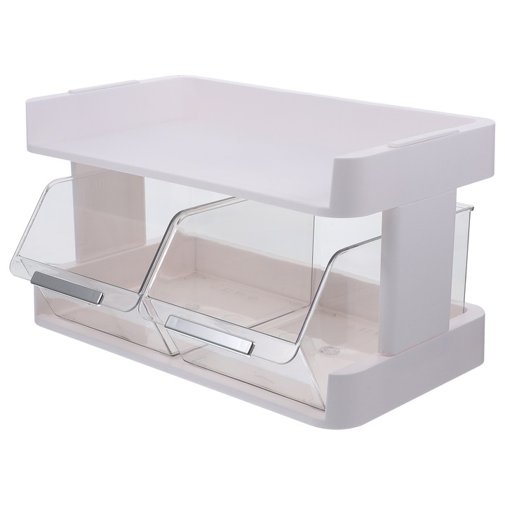 Organizator depozitare ZYBLSSBB LSM2xh2010-BCS0056080, suport plicuri de ceai si capsule, plastic, alb, 30 x 17 x 11 cm, 2 niveluri