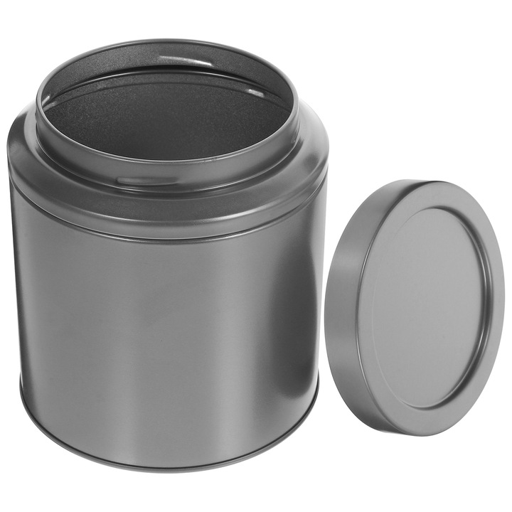 Canistra pentru ceai ZYBLSSBB LSM2xh2357-BCS0058151 din tabla, cu capac, gri metalizat, 11.7 x 10.5 x 10.5 cm